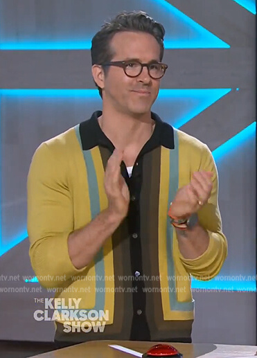Ryan Reynolds' stripe polo sweater on The Kelly Clarkson Show