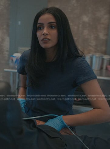 Saanvi's blue crewneck tee on Manifest