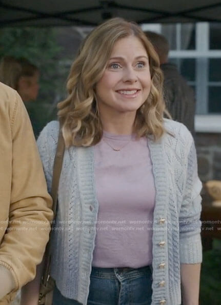 Sam's pointelle cardigan on Ghosts