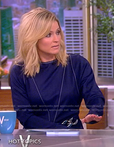 Sara's blue contrast stitch dress on The View