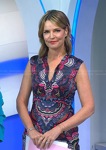 Savannah's printed sleeveless dress on Today