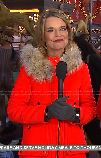 Savannah's red hooded coat on Today