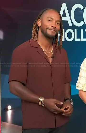 Scott's brown short sleeve shirt on Access Hollywood