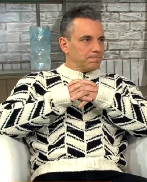 Sebastian Maniscalco's herringbone sweater on CBS Mornings