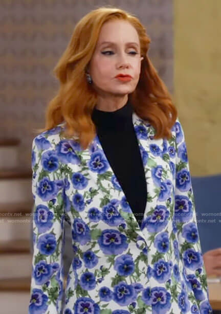 Sheila's blue floral blazer on Call Me Kat