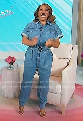Sherri's denim jumpsuit on Sherri