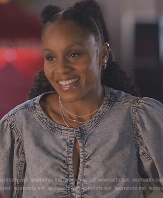 Simone's denim crop top on All American Homecoming