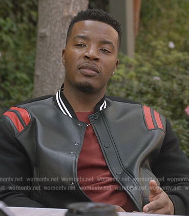 Spencer's black leather stripe trim jacket on All American