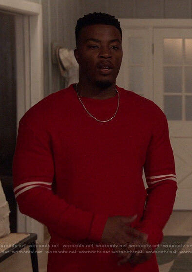 Spencer's red stripe sleeve sweatshirt on All American