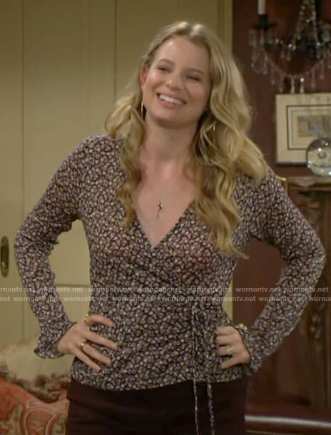 Summer's floral wrap top on The Young and the Restless