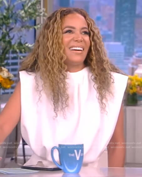 Sunny's white shoulder padded bodysuit on The View