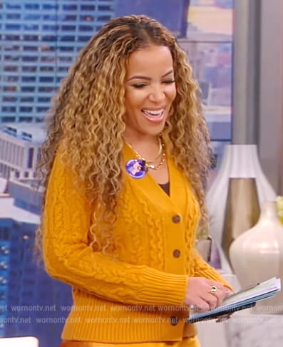 Sunny's yellow cable knit cardigan on The View