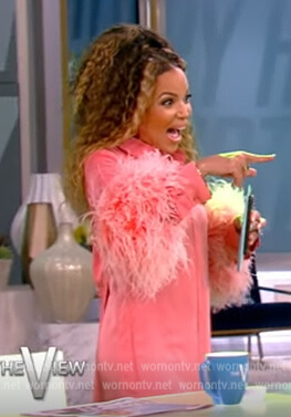 Sunny's pink feather cuff dress on The View
