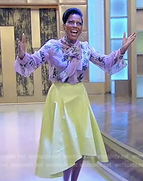 Tamron's floral print blouse and skirt on Tamron Hall Show