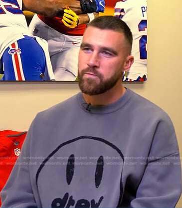 Travis's grey smiley face sweatshirt on Today