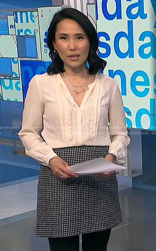 Vicky's black houndstooth mini skirt on NBC News Daily