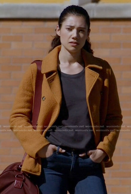 Violet's mustard yellow jacket on Chicago Fire