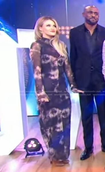 Witney Carson's black tie dye maxi dress on Good Morning America