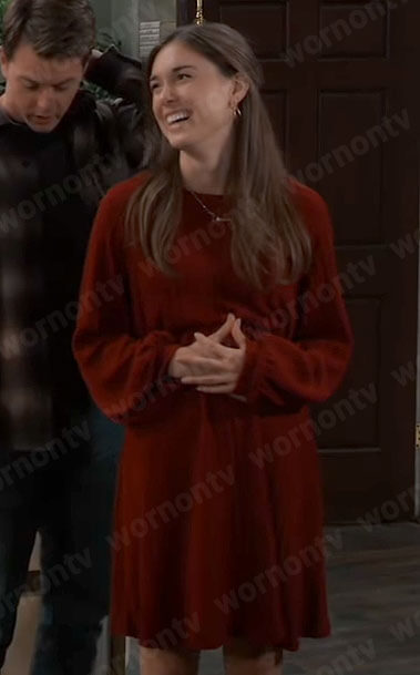 Willow's red long sleved mini dress on General Hospital