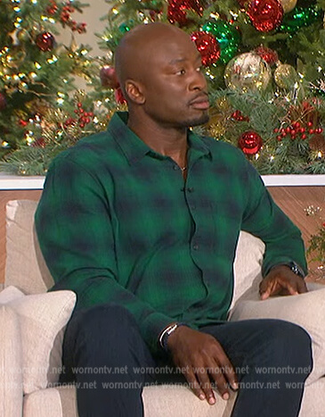Akbar's green plaid flannel shirt on The Talk