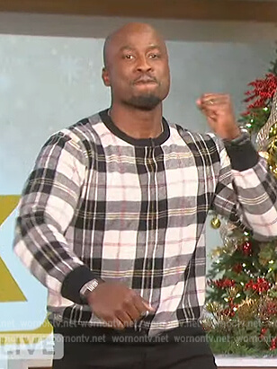 Akbar's plaid sweater on The Talk