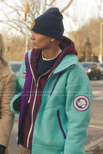 Aki's blue fleece jacket on Gossip Girl