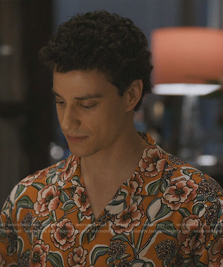 Albie's orange floral shirt on The White Lotus
