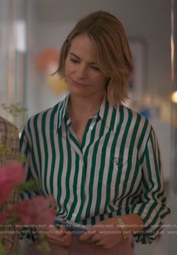 Alice's green striped Prada shirt on The L Word Generation Q