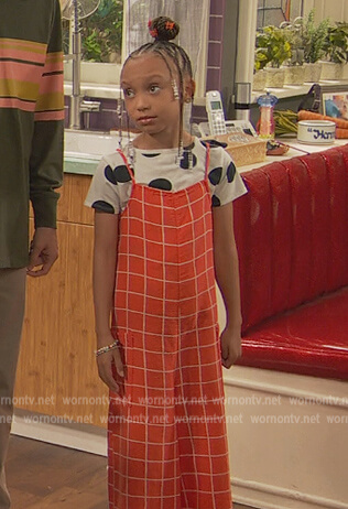 Alice's red check jumpsuit on Ravens Home