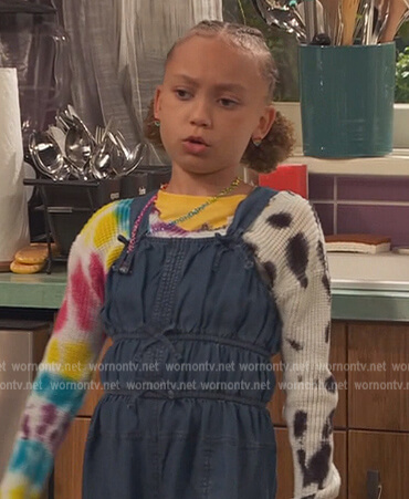 Alice's distressed tie dye sweater on Ravens Home