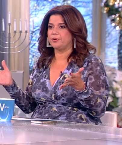Ana's blue floral print wrap dress on The View