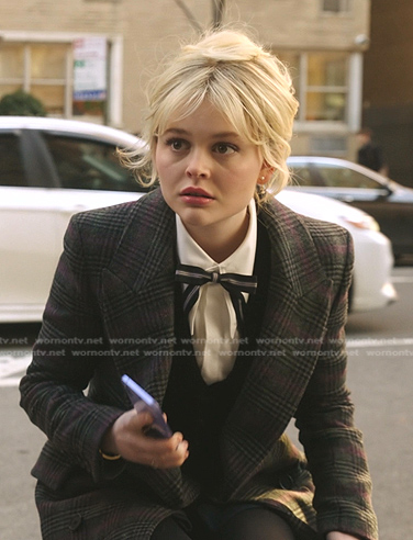 Audrey's grey plaid coat on Gossip Girl