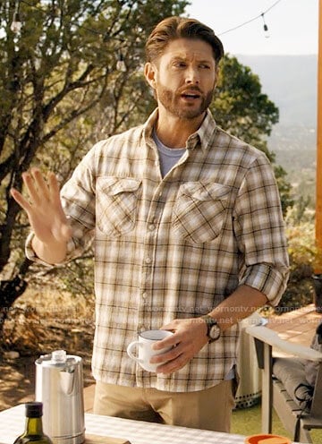 Beau's white and beige plaid shirt on Big Sky
