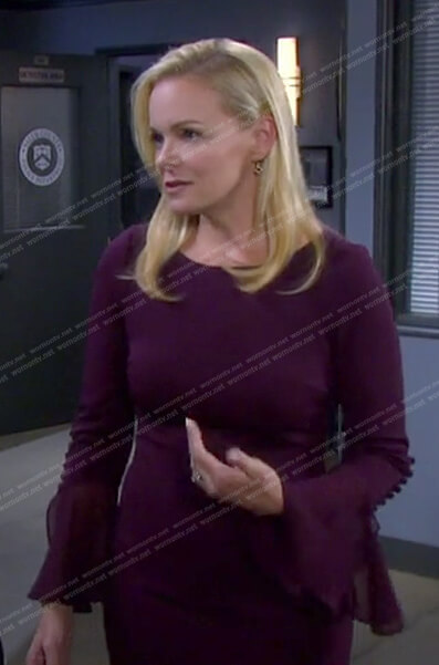 Belle's purple button sleeve dress on Days of our Lives