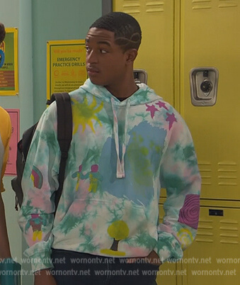 Booker's blue tie dye hoodie on Ravens Home