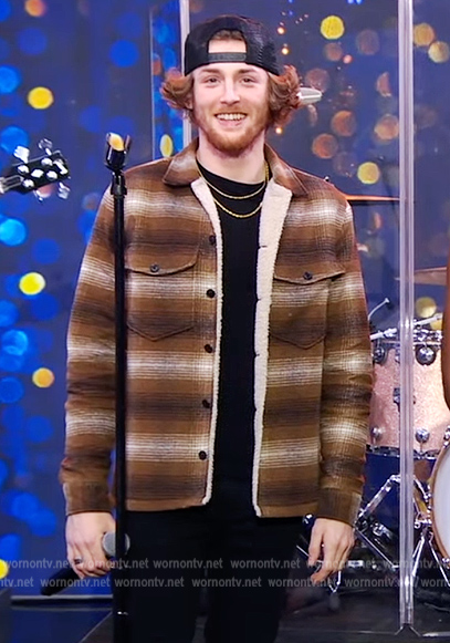 Bailey Zimmerman's brown plaid shacket on Live with Kelly and Ryan
