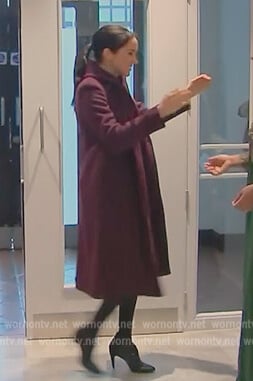 Meghan's burgundy coat on Harry and Meghan