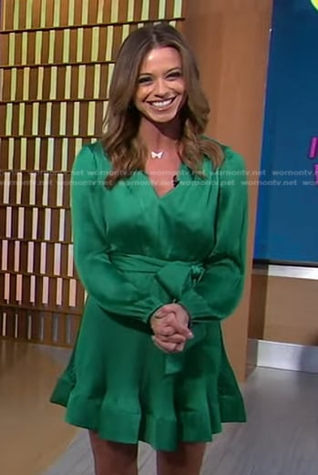 Cheryl Scott's green tie waist dress on Good Morning America