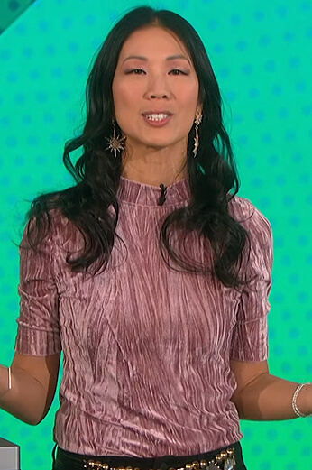 Chi-Lan Lieu's purple velvet top on The Talk