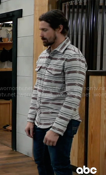 Cody's blanket stripe print shirt on General Hospital