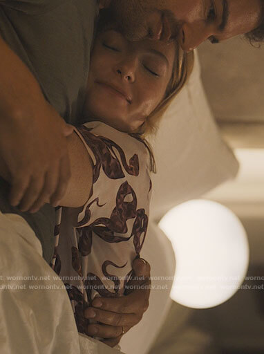 Daphne's snake print pajamas on The White Lotus