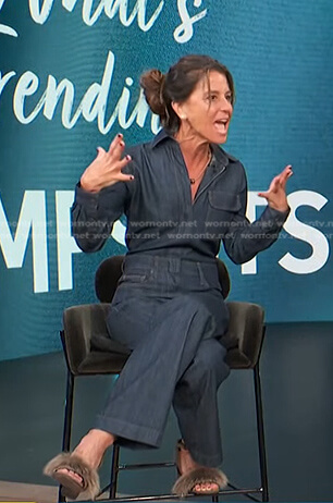 Daun Dees's denim jumpsuit on Access Hollywood