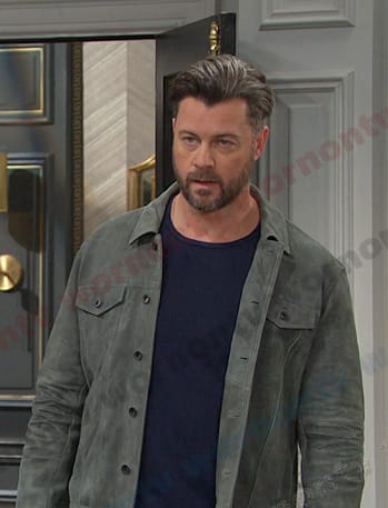EJ DiMera's grey suede jacket on Days of our Lives