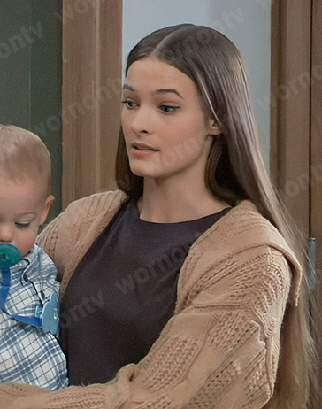 Esme's camel knit cardigan on General Hospital