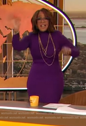 Gayle King's purple dress on The Drew Barrymore Show