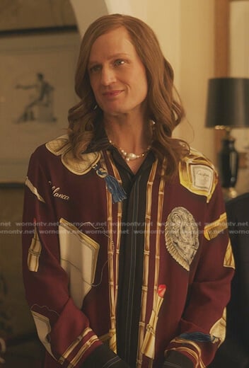 Gideon's burgundy printed shirt and pants on Gossip Girl