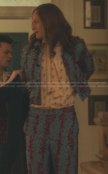 Gideon's horse print shirt and blue jacket on Gossip Girl
