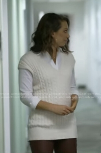 Ginger's white cable knit vest on Good Morning America