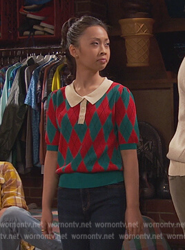 Ivy's argyle short sleeve sweater on Ravens Home