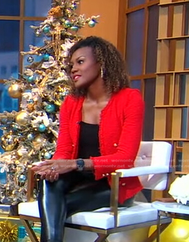 Janai's red tweed jacket on Good Morning America